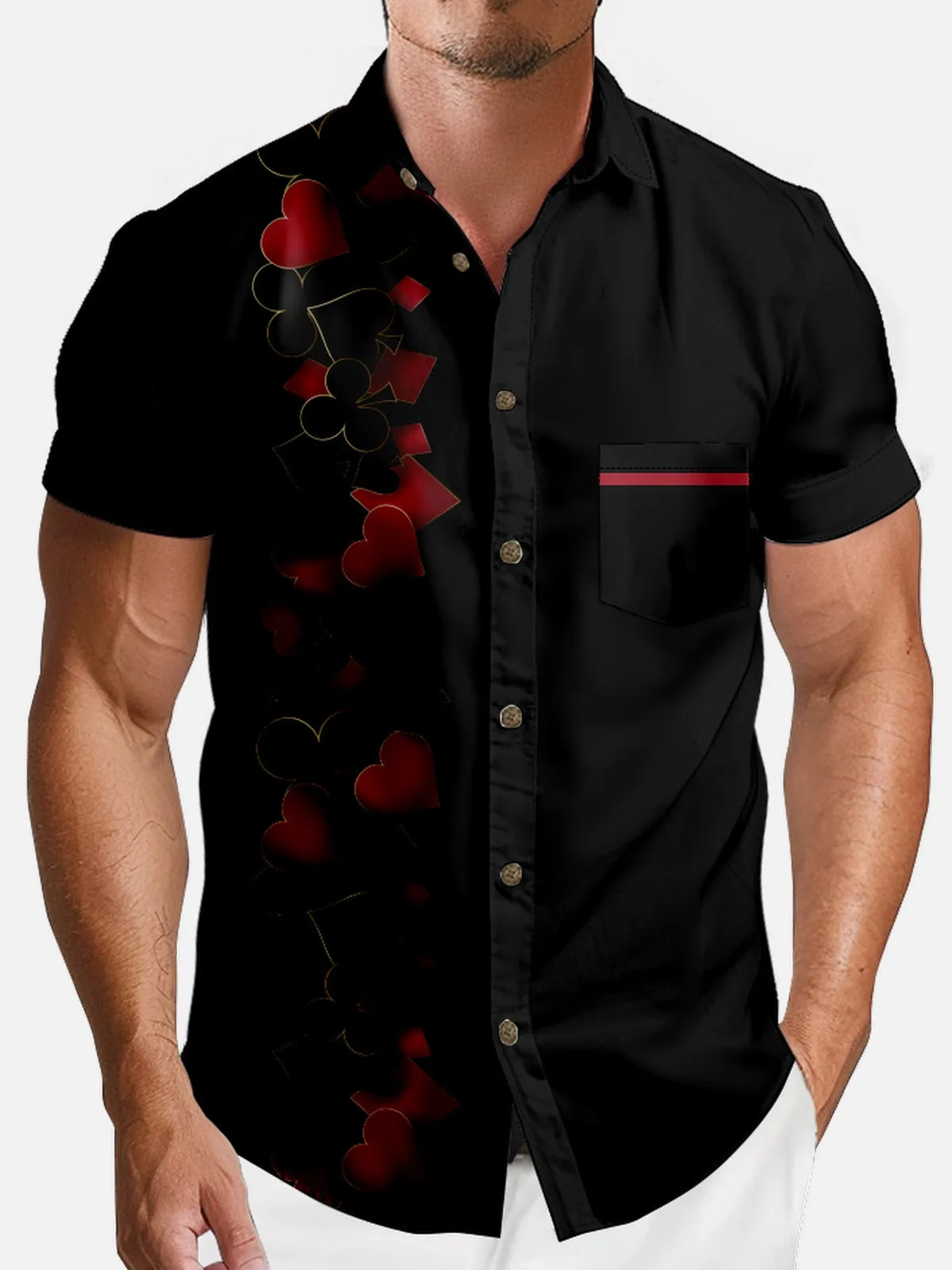 Tall Men's Card Suit Cascade Short Sleeve Shirt sold by Eleven Oasis product image thumbnail 3