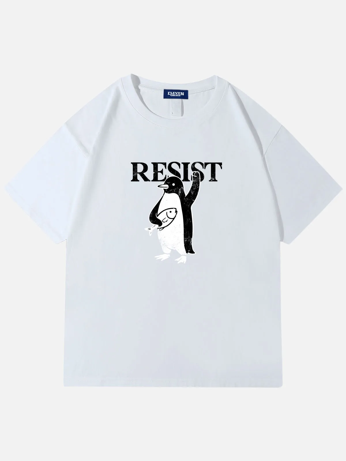 Resist Penguin Tariff Protest Graphic Cotton T-Shirt sold by Eleven Oasis product image thumbnail 3