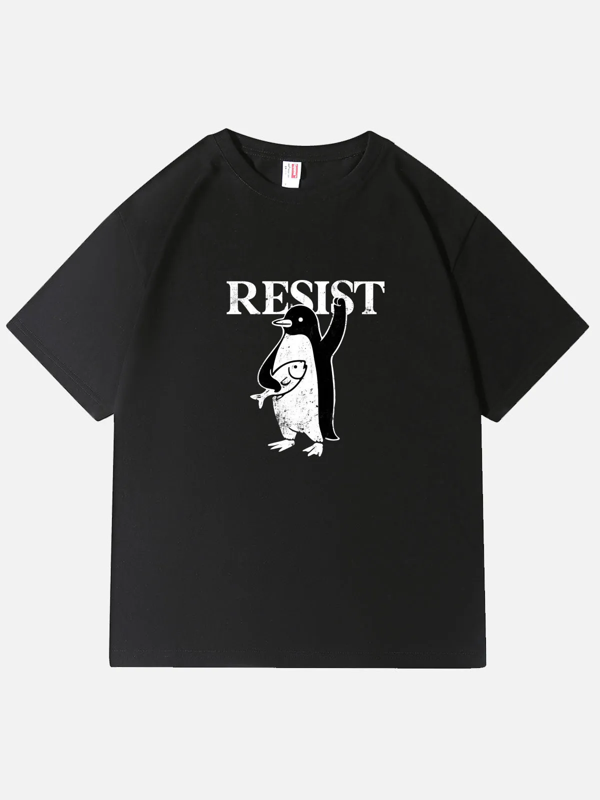 Resist Penguin Tariff Protest Graphic Cotton T-Shirt sold by Eleven Oasis product image thumbnail 2