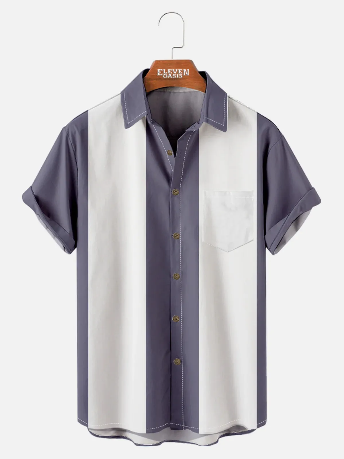 Men's Basic 50s Style Bowling Short Sleeve Shirt sold by Eleven Oasis product image thumbnail 4