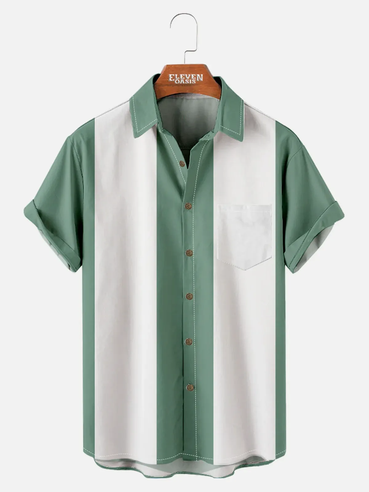 Men's Basic 50s Style Bowling Short Sleeve Shirt sold by Eleven Oasis product image thumbnail 2