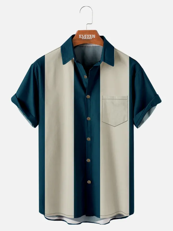 Men's Basic 50s Style Bowling Short Sleeve Shirt sold by Eleven Oasis