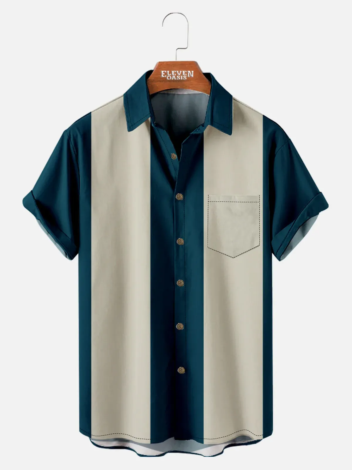 Men's Basic 50s Style Bowling Short Sleeve Shirt sold by Eleven Oasis