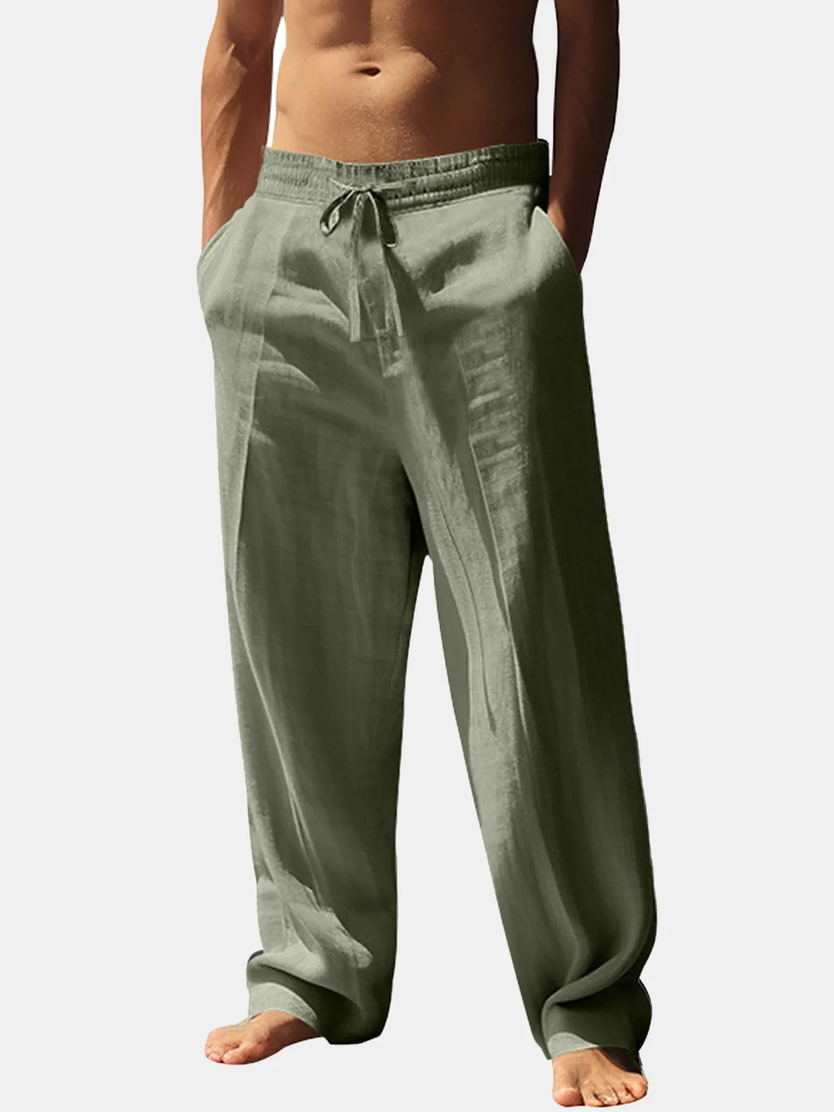 Men's Relaxed Linen Straight Leg Pants sold by Eleven Oasis product image thumbnail 5