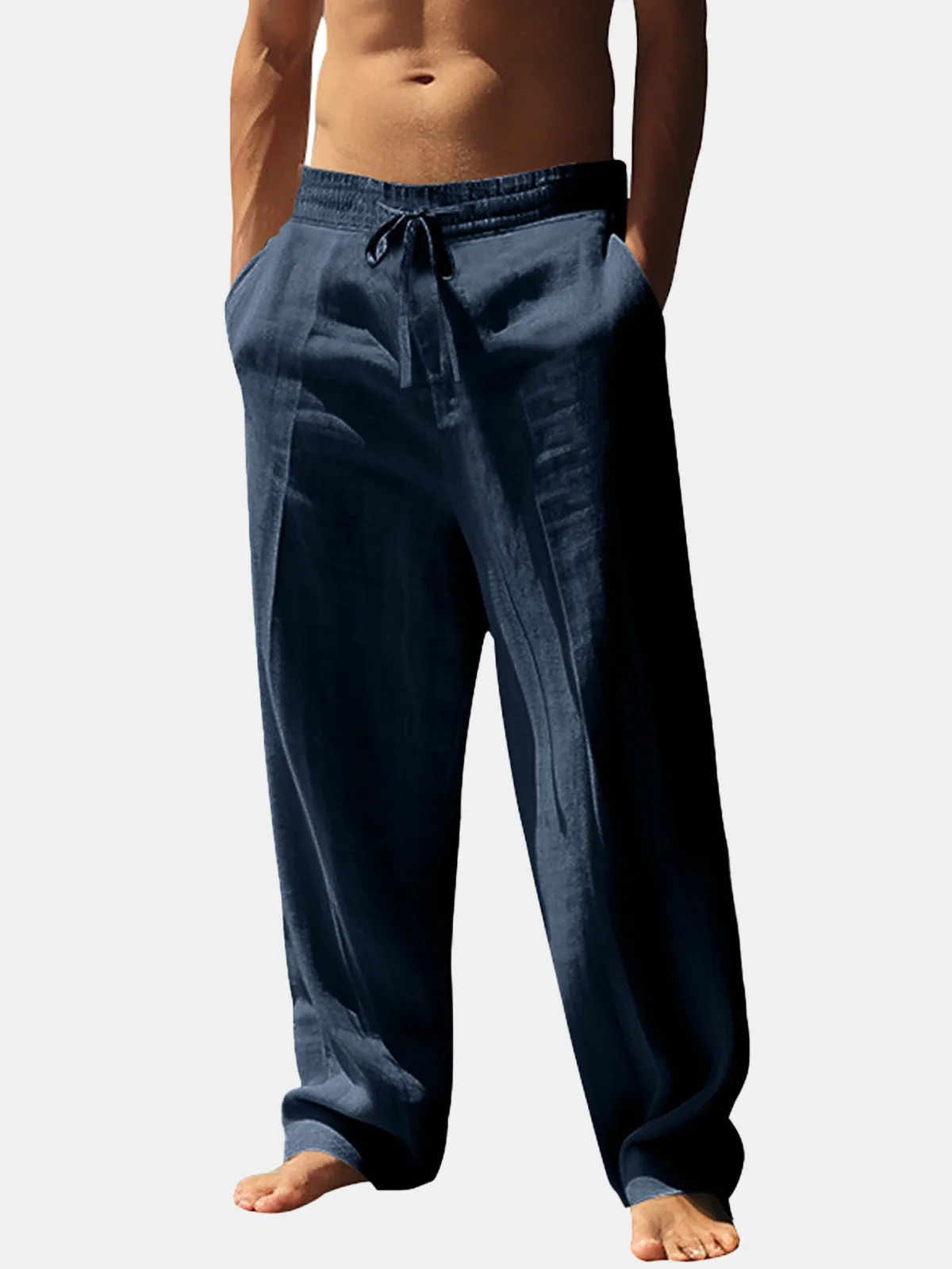 Men's Relaxed Linen Straight Leg Pants sold by Eleven Oasis