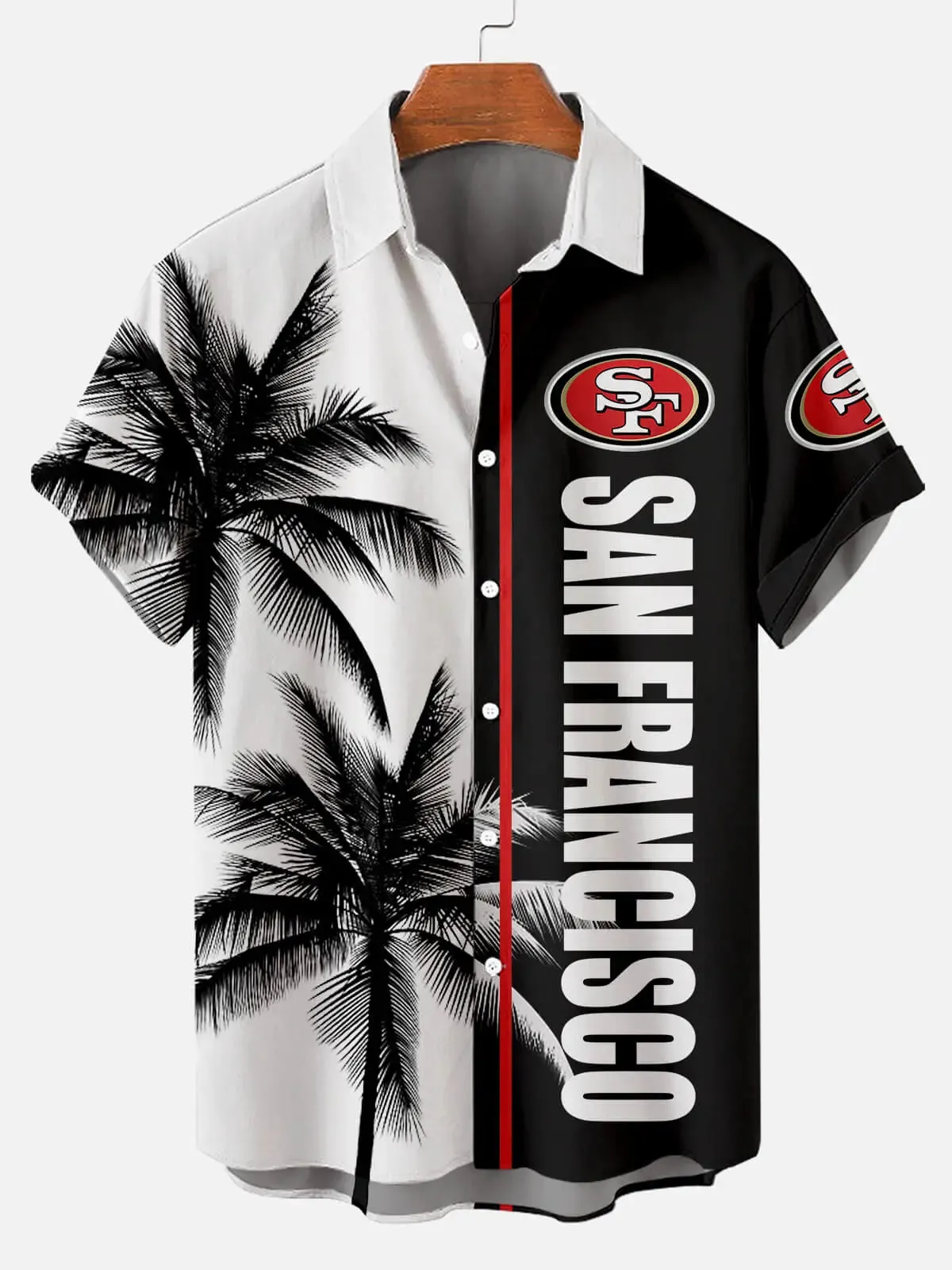 Men's San Francisco 49ers Tropical Short Sleeve Shirt sold by Eleven Oasis