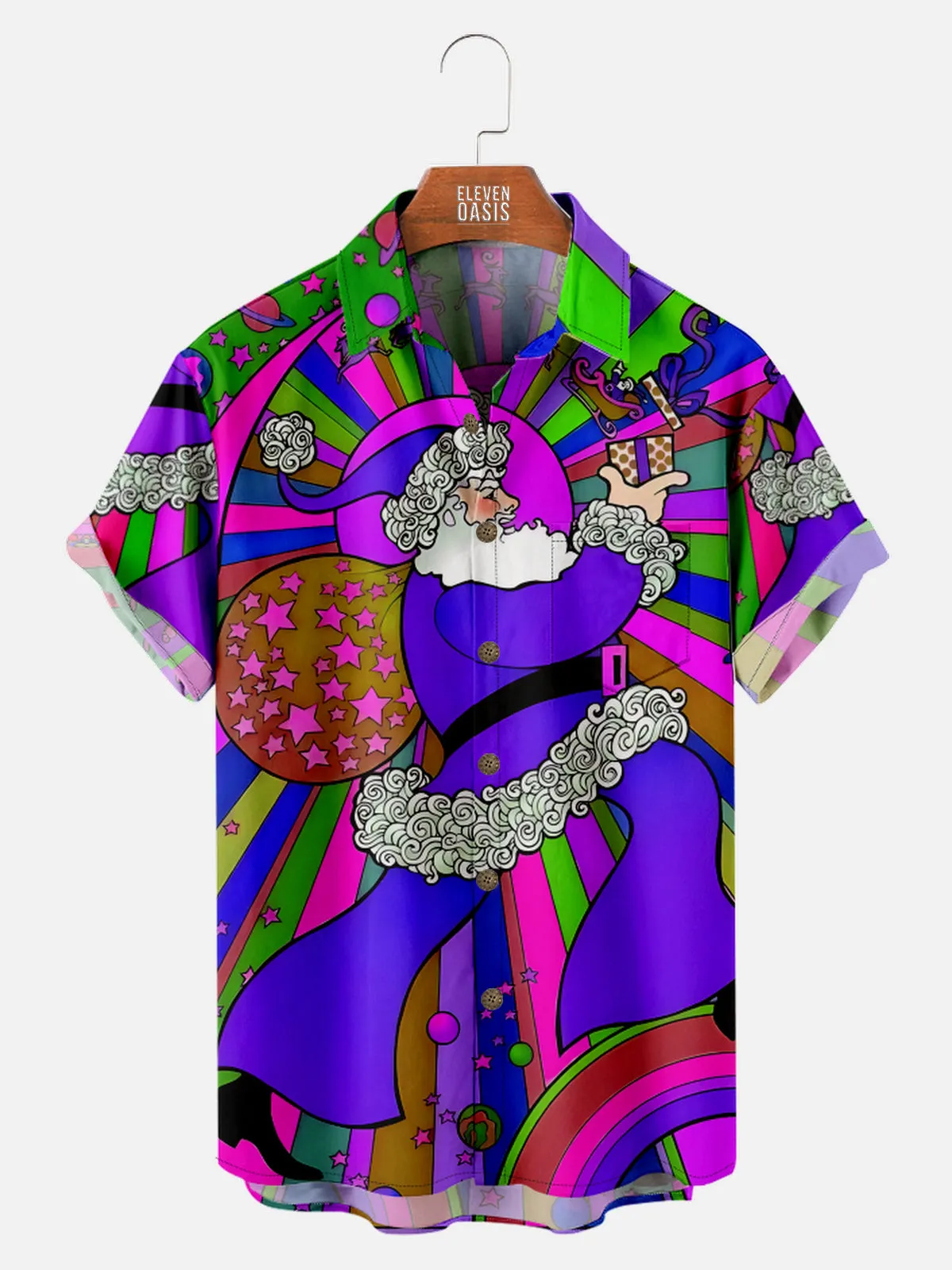 Men's Psychedelic Santa Short Sleeve Shirt sold by Eleven Oasis product image thumbnail 2
