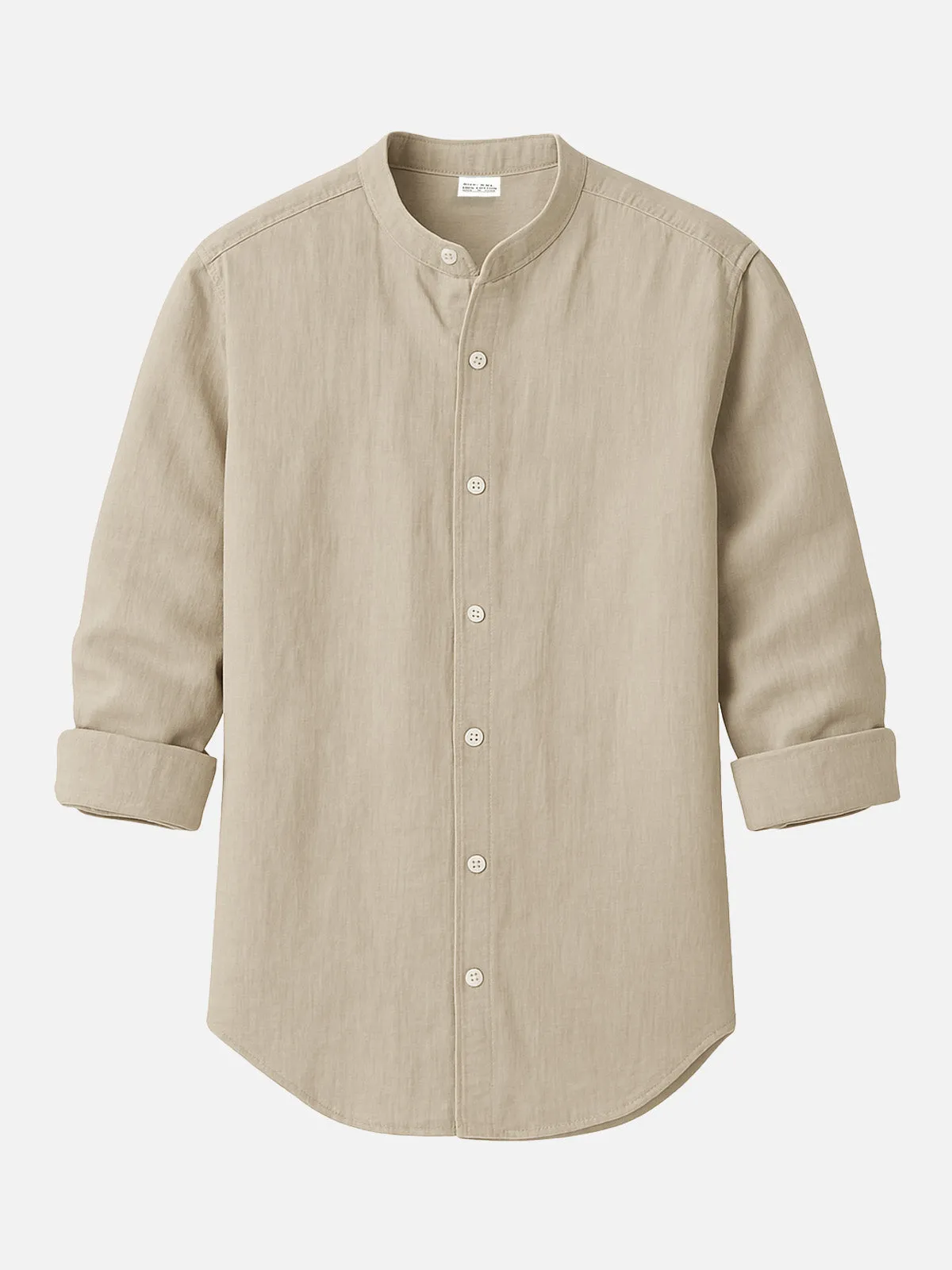 Men's Linen Blend Band Collar Long Sleeve Shirt sold by Eleven Oasis product image thumbnail 3