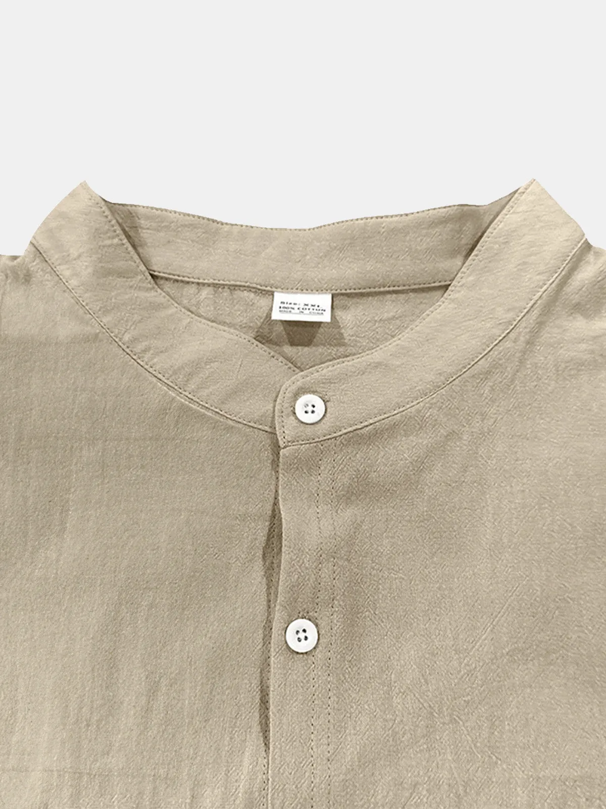 Men's Linen Blend Band Collar Long Sleeve Shirt sold by Eleven Oasis product image thumbnail 4