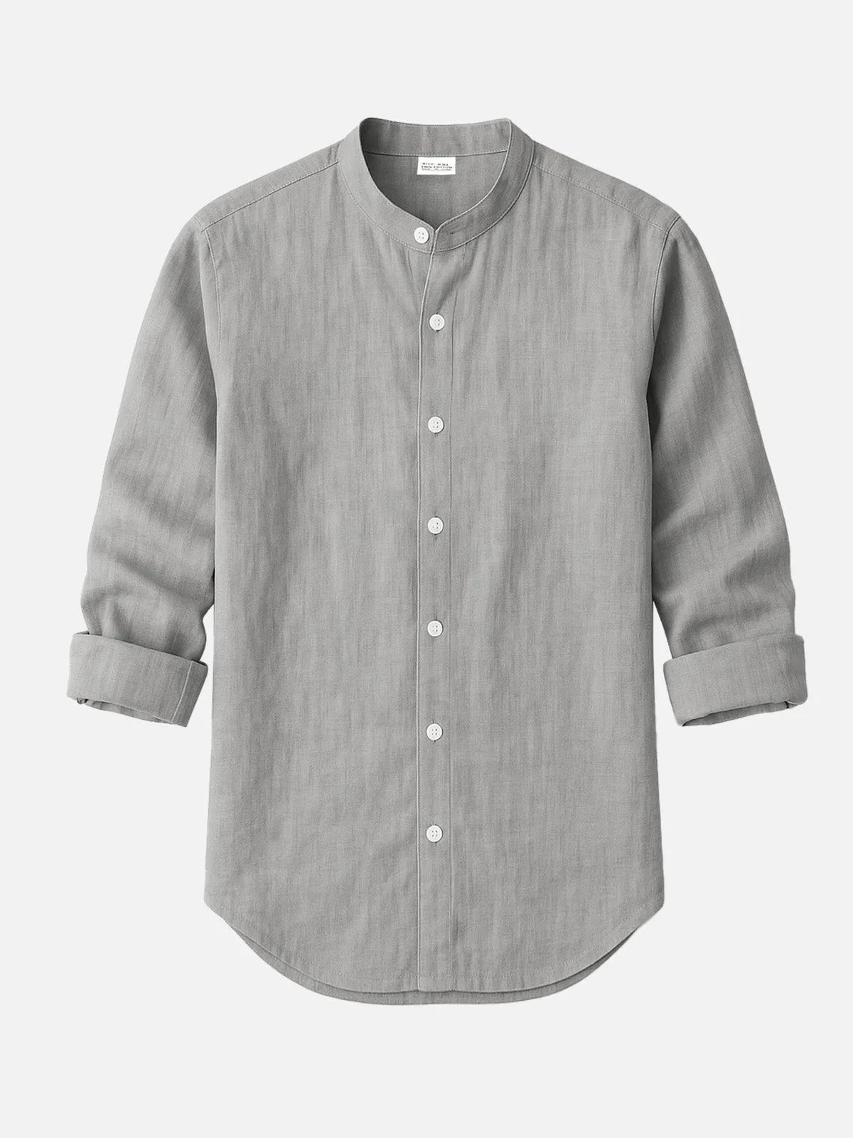 Men's Linen Blend Band Collar Long Sleeve Shirt sold by Eleven Oasis product image thumbnail 5