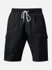Men's Solid Color Linen Shorts Waist Drawstring Cargo Shorts sold by Eleven Oasis