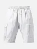 Men's Solid Color Linen Shorts Waist Drawstring Cargo Shorts sold by Eleven Oasis
