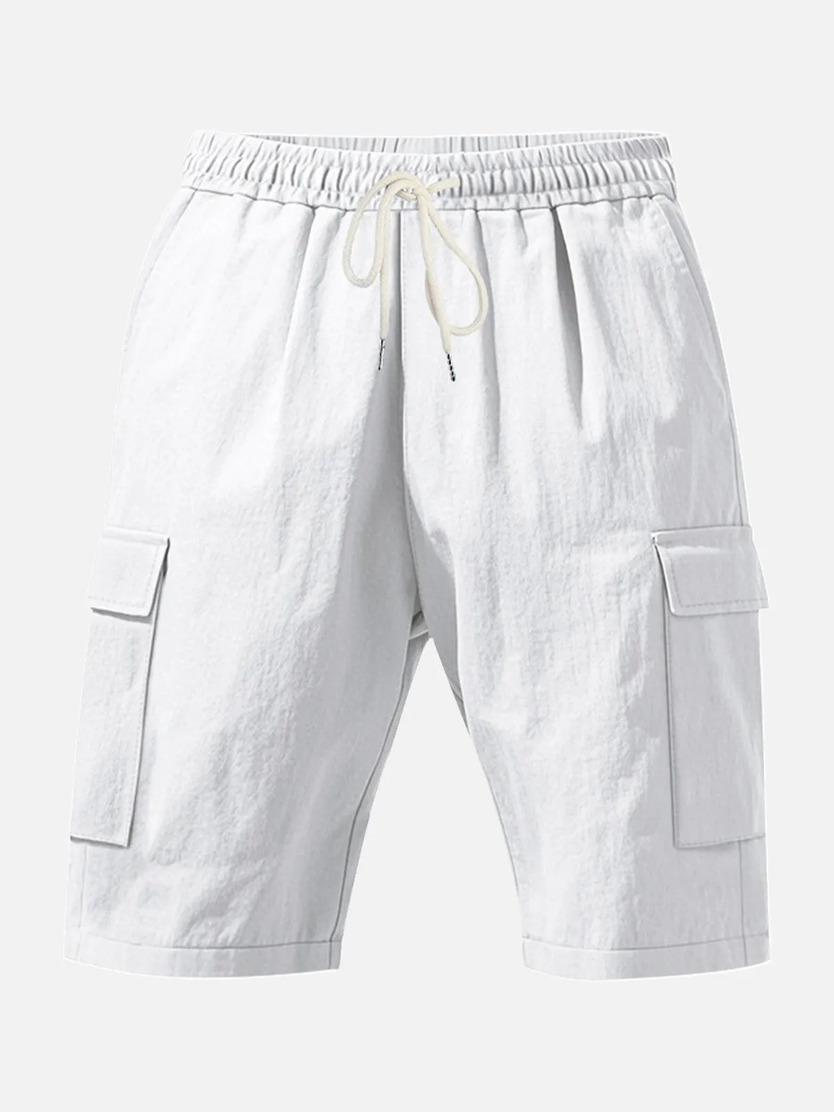 Men's Solid Color Linen Shorts Waist Drawstring Cargo Shorts sold by Eleven Oasis product image thumbnail 4