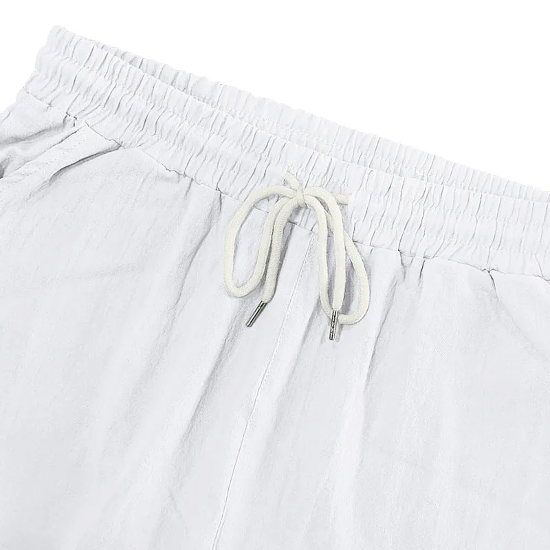 Men's Solid Color Linen Shorts Waist Drawstring Cargo Shorts sold by Eleven Oasis product image thumbnail 5