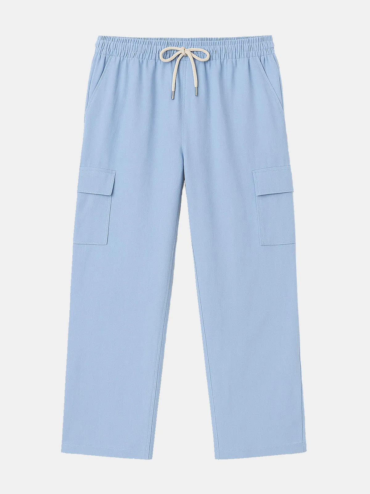 Men's Solid Color Linen Basic Breathable Vacation Cargo Pants sold by Eleven Oasis product image thumbnail 3