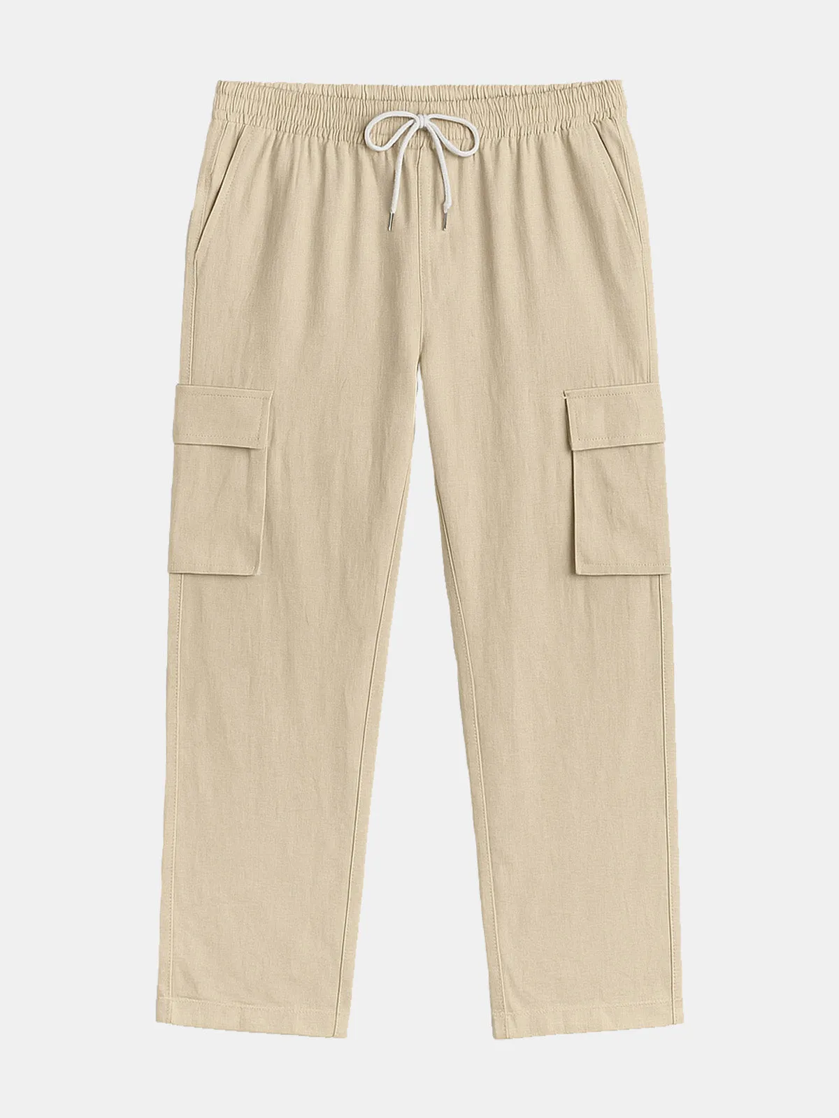 Men's Solid Color Linen Basic Breathable Vacation Cargo Pants sold by Eleven Oasis