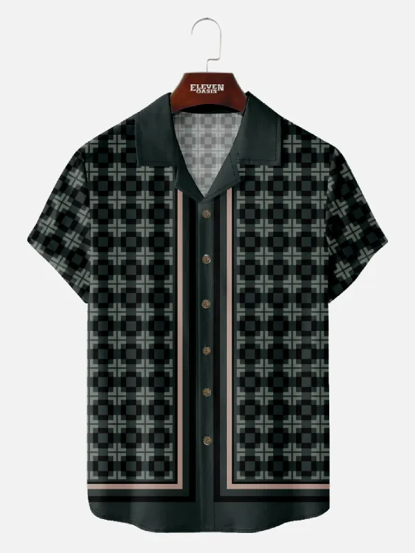 Men's Geometric Tile Pattern Short Sleeve Shirt sold by Eleven Oasis