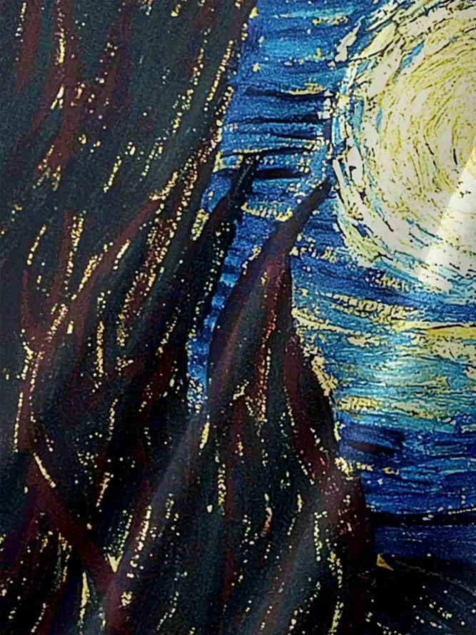 Mens Retro Van Gogh The Starry Night Lapel Loose Short Sleeve Funky Hawaiian Shirts sold by Eleven Oasis product image thumbnail 3