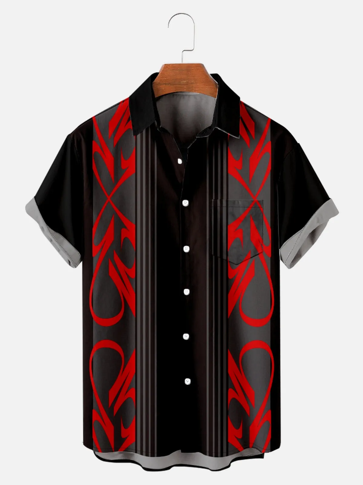 Tall Men's Racing Stripe Geometric Short Sleeve Shirt sold by Eleven Oasis product image thumbnail 5