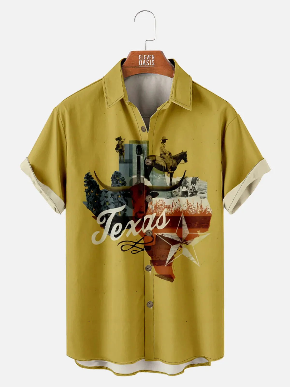 Tall Men's Texas State Heritage Collage Short Sleeve Shirt sold by Eleven Oasis
