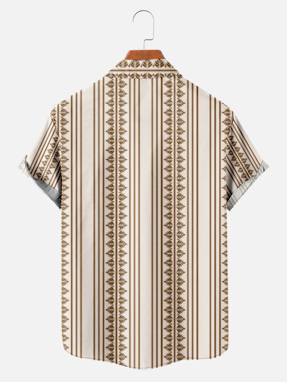 Tall Men's Traditional Folk Pattern Striped Short Sleeve Shirt sold by Eleven Oasis product image thumbnail 2