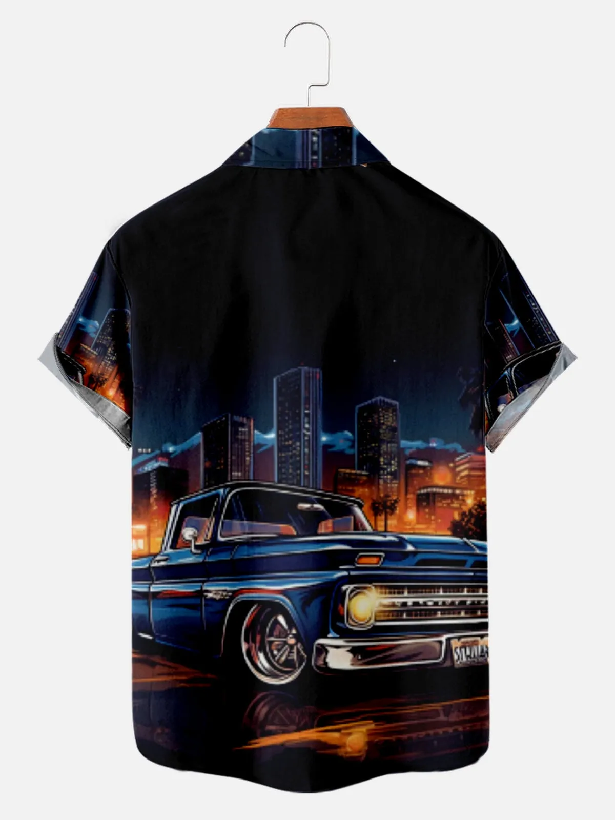 Tall Men's Classic Muscle Car City Night Short Sleeve Shirt sold by Eleven Oasis product image thumbnail 2