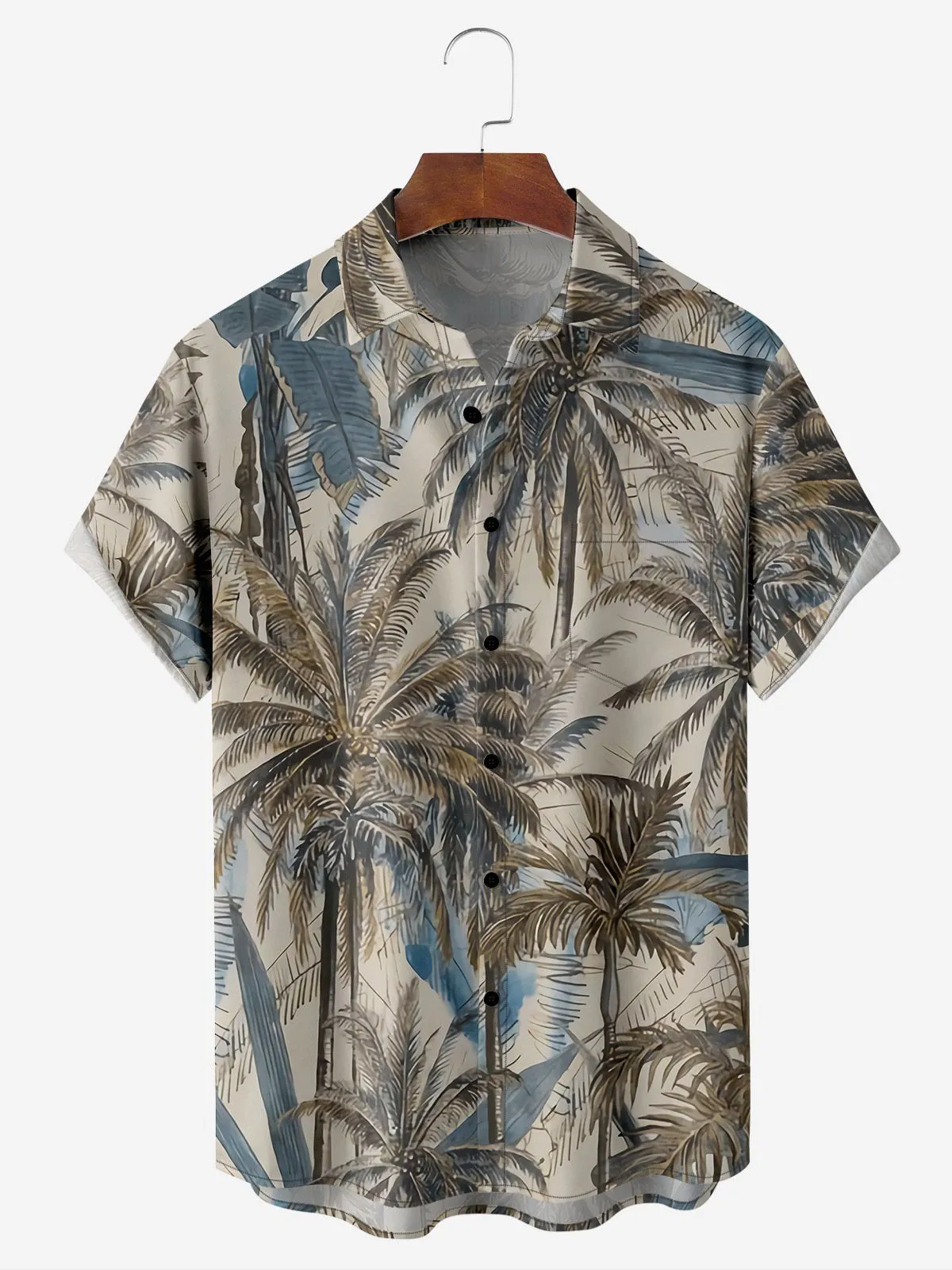Tall Men's Vintage Botanical Palm Resort Short Sleeve Shirt sold by Eleven Oasis
