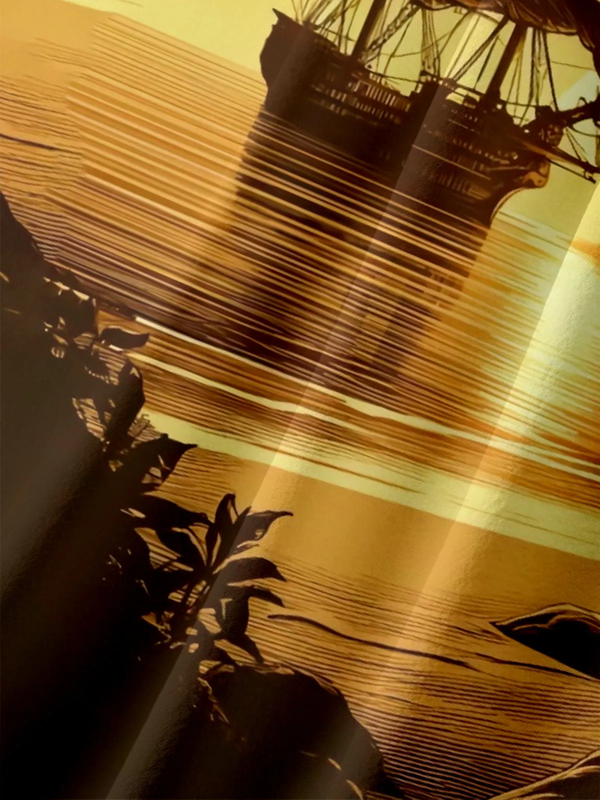 Tall Men's Pirate Ship Tropical Sunset Hawaiian Short Sleeve Shirt sold by Eleven Oasis product image thumbnail 3