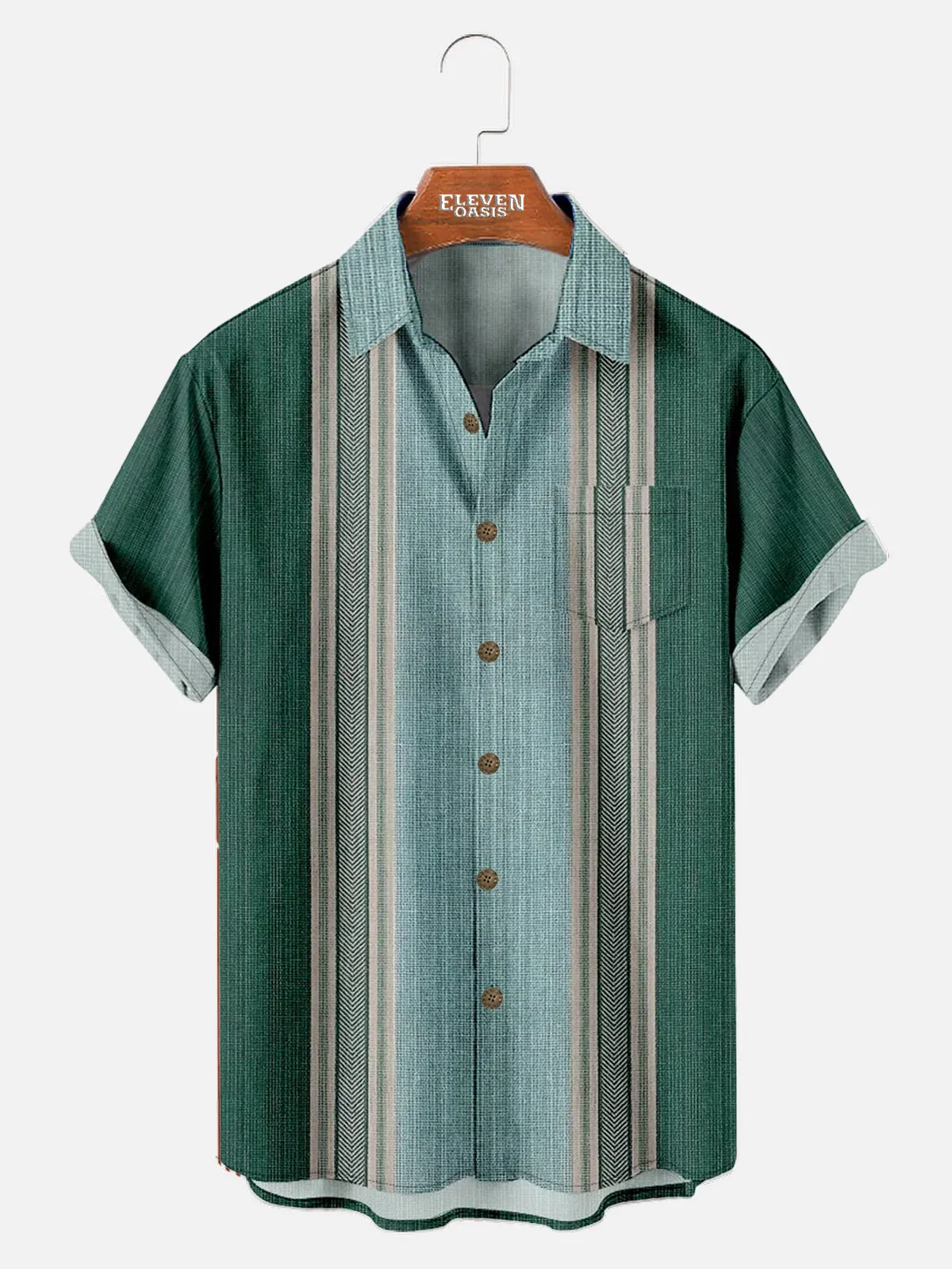 Tall Men's Simple Pattern Striped Every Day Short Sleeve Shirt sold by Eleven Oasis