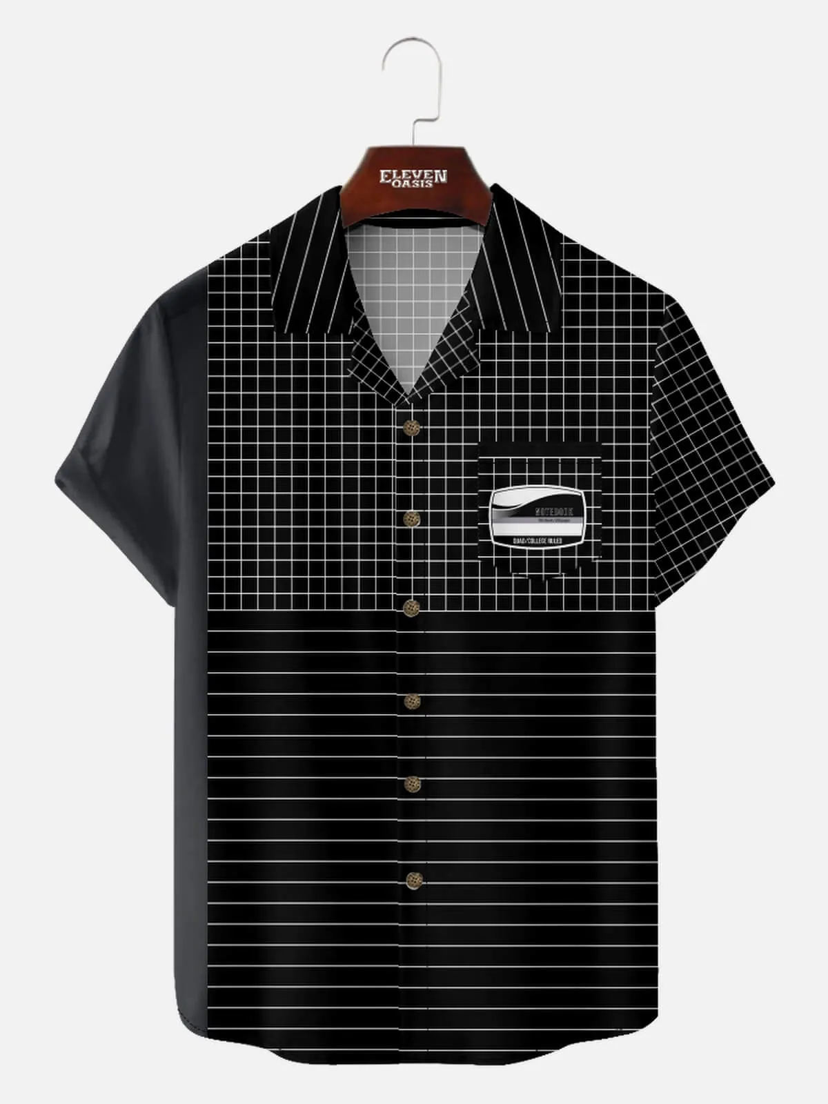Men's Vintage Graph Paper Notebook Short Sleeve Shirt sold by Eleven Oasis