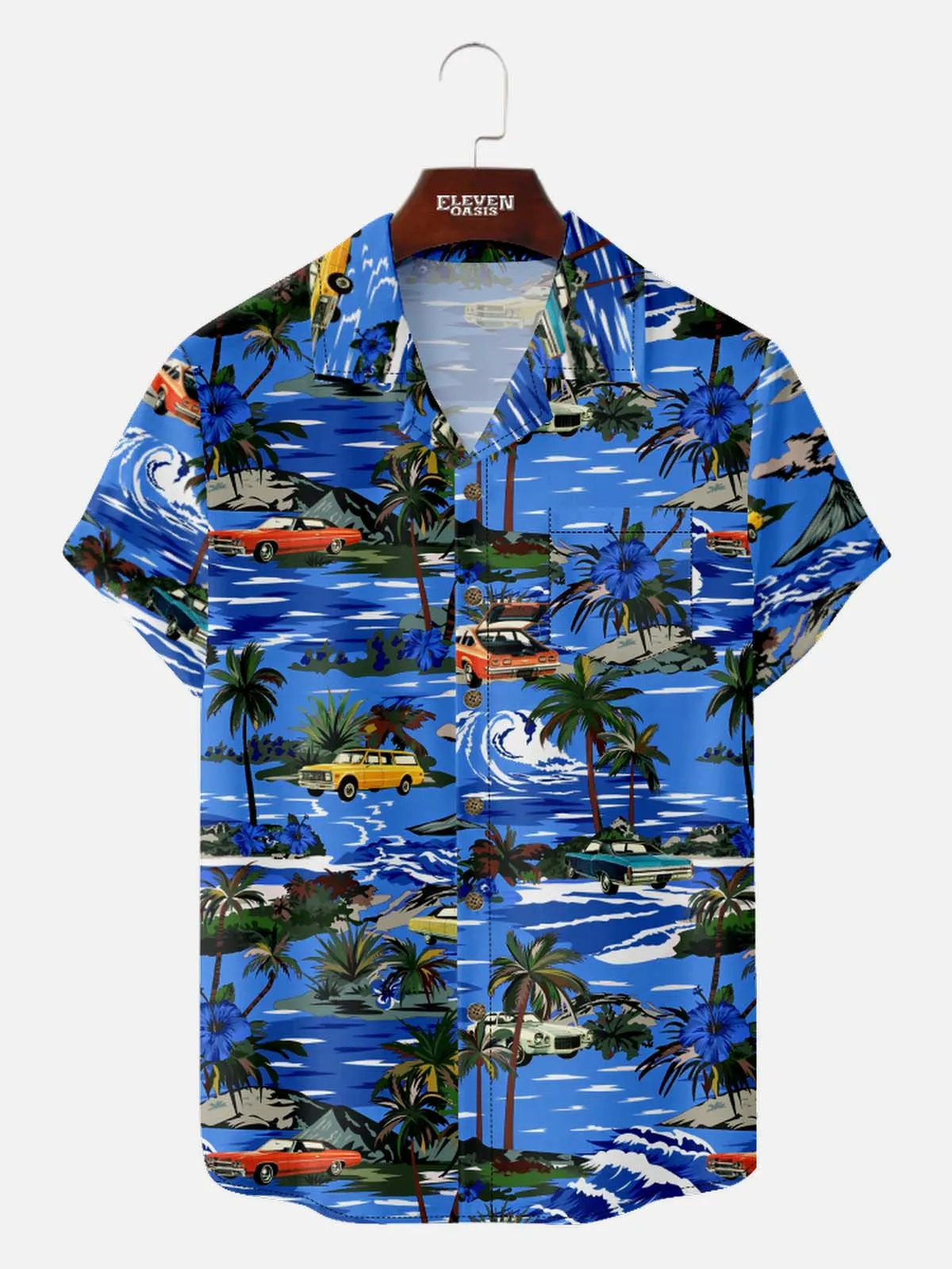 Men's Beachside Cruiser Palm Hawaiian Short Sleeve Shirt sold by Eleven Oasis product image thumbnail 3