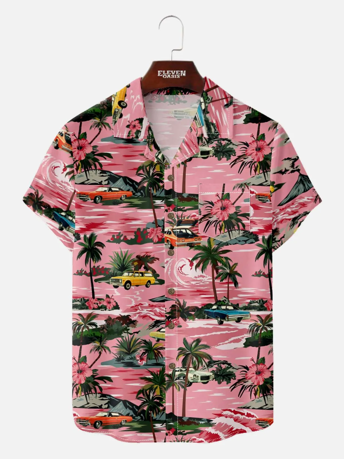 Men's Beachside Cruiser Palm Hawaiian Short Sleeve Shirt sold by Eleven Oasis product image thumbnail 2