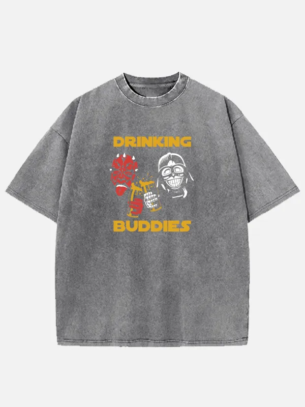 Star Wars Drinking Buddies Acid Wash Cotton T-Shirt sold by Eleven Oasis