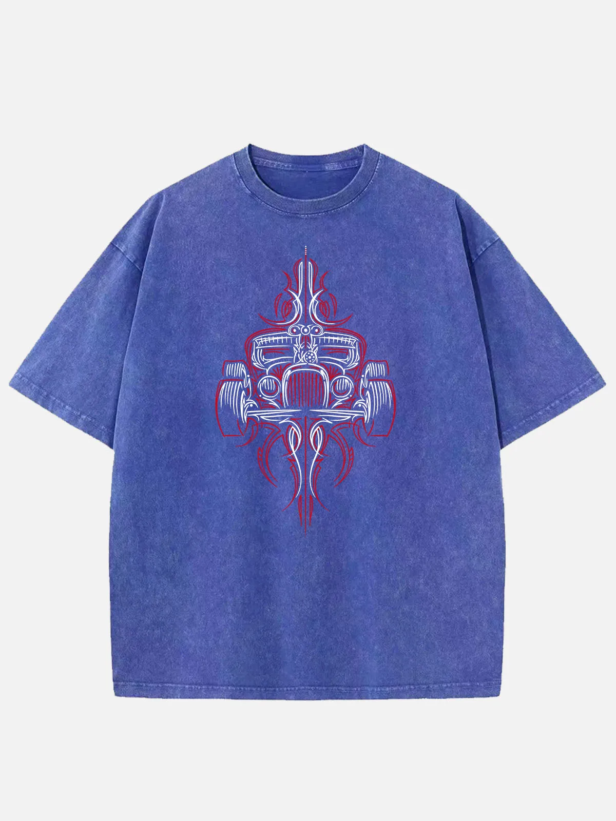 Pinstripe Hot Rod Speed Lines Acid Wash Cotton T-Shirt sold by Eleven Oasis product image thumbnail 2