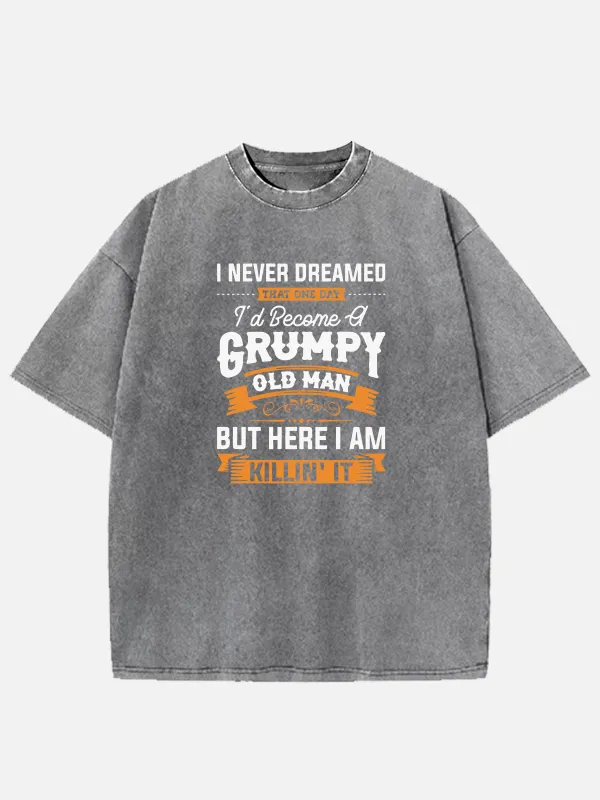 Men's Grumpy Old Man Acid Wash Cotton T-Shirt sold by Eleven Oasis
