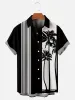 Tall Men's Palm Trees Striped Bowling Short Sleeve Shirt sold by Eleven Oasis