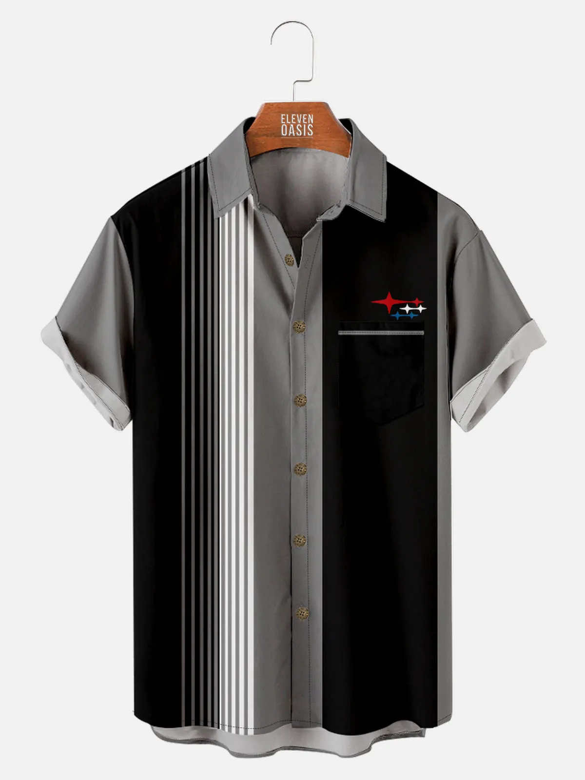 Tall Men's Subaru Stars Striped Short Sleeve Shirt sold by Eleven Oasis