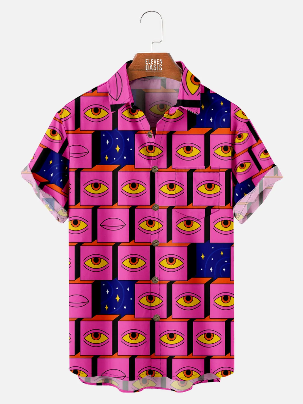 Tall Men's Psychedelic Eye Art Short Sleeve Shirt sold by Eleven Oasis