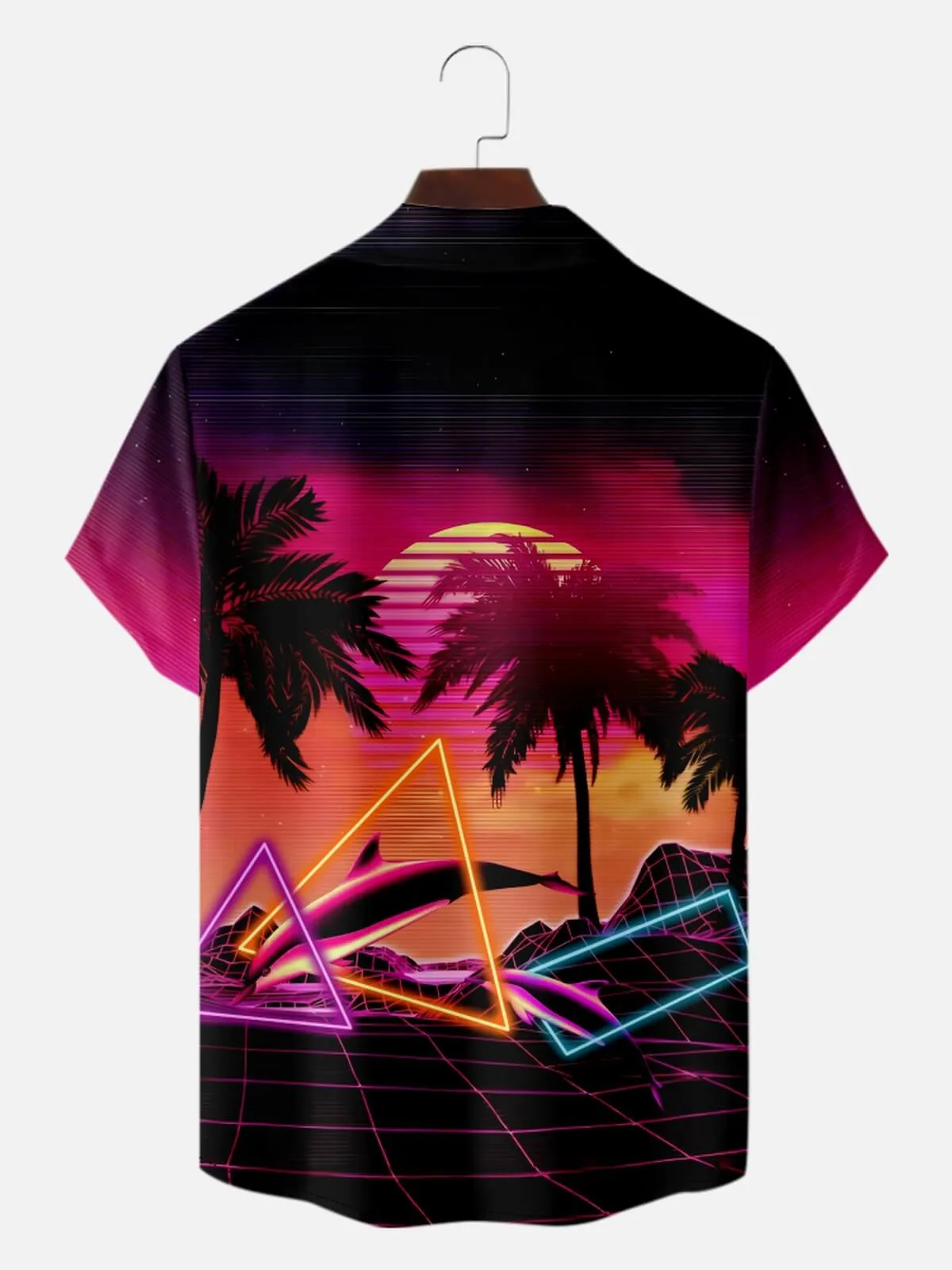 Men's Synthwave Neon Beach Camp Collar Short Sleeve Shirt sold by Eleven Oasis product image thumbnail 2