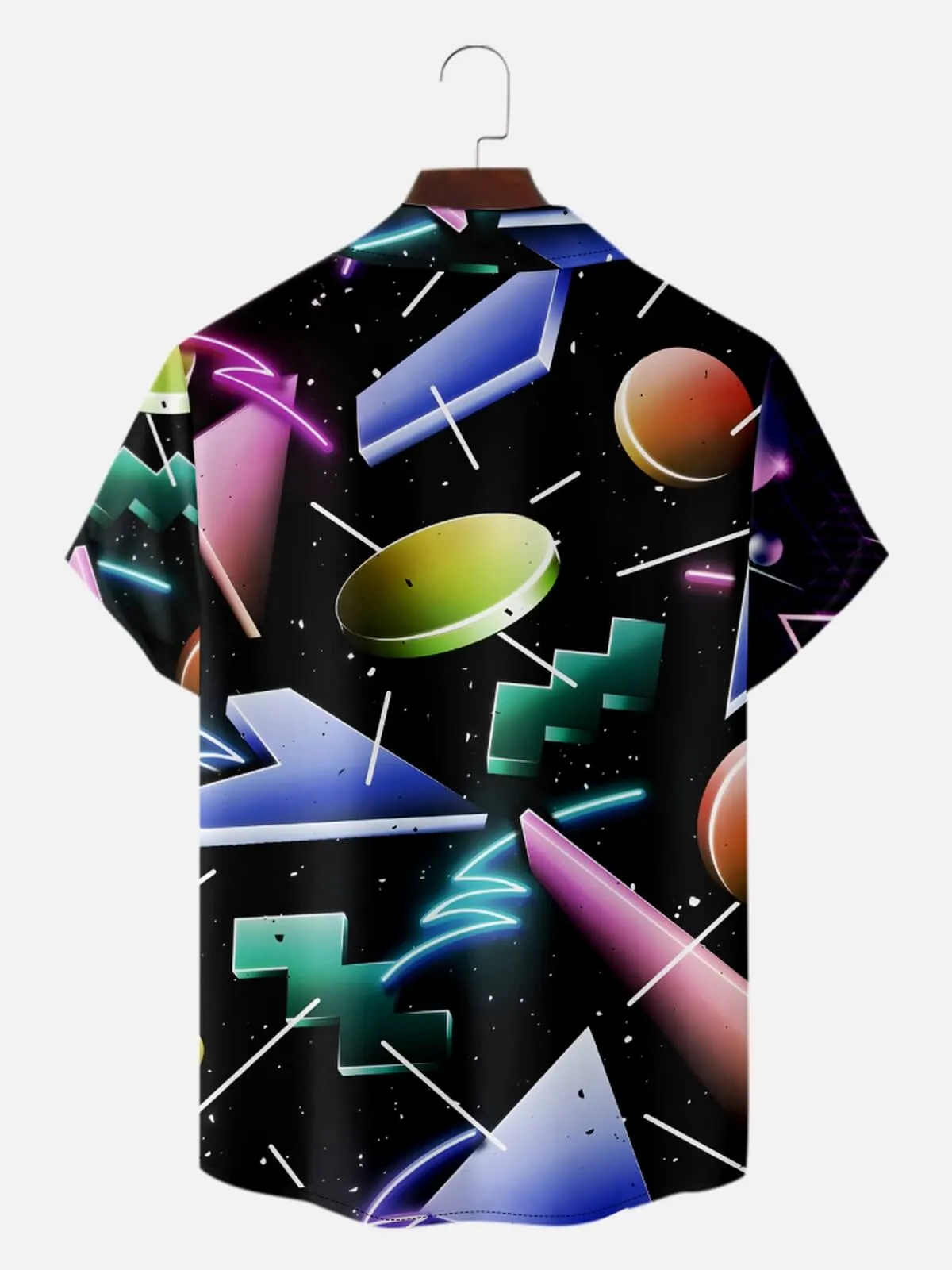Men's Modern Art Camp Collar Short Sleeve Shirt Digital Geometry sold by Eleven Oasis product image thumbnail 2