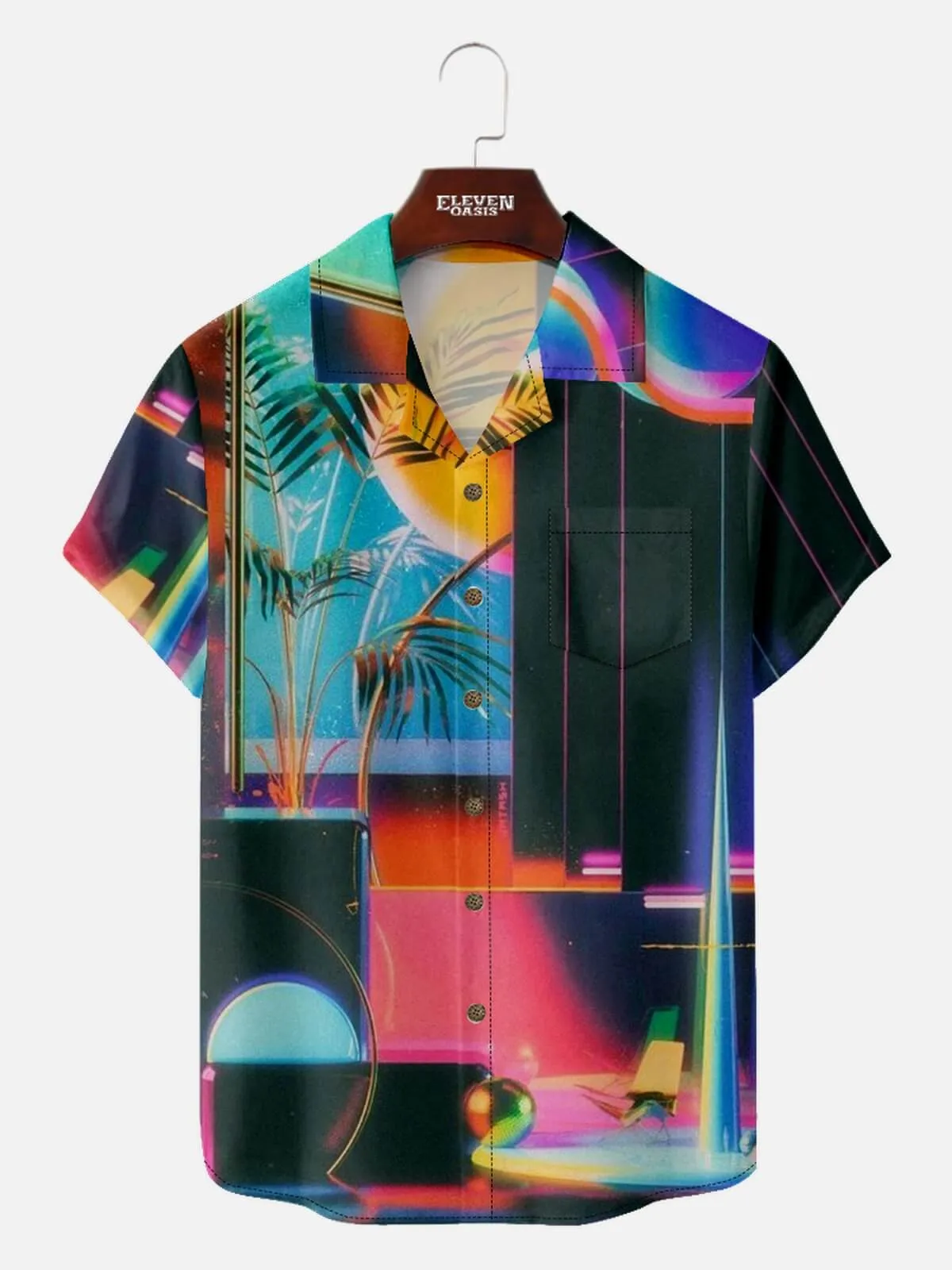 Men's Neon Dreamscape Hawaiian Short Sleeve Shirt sold by Eleven Oasis