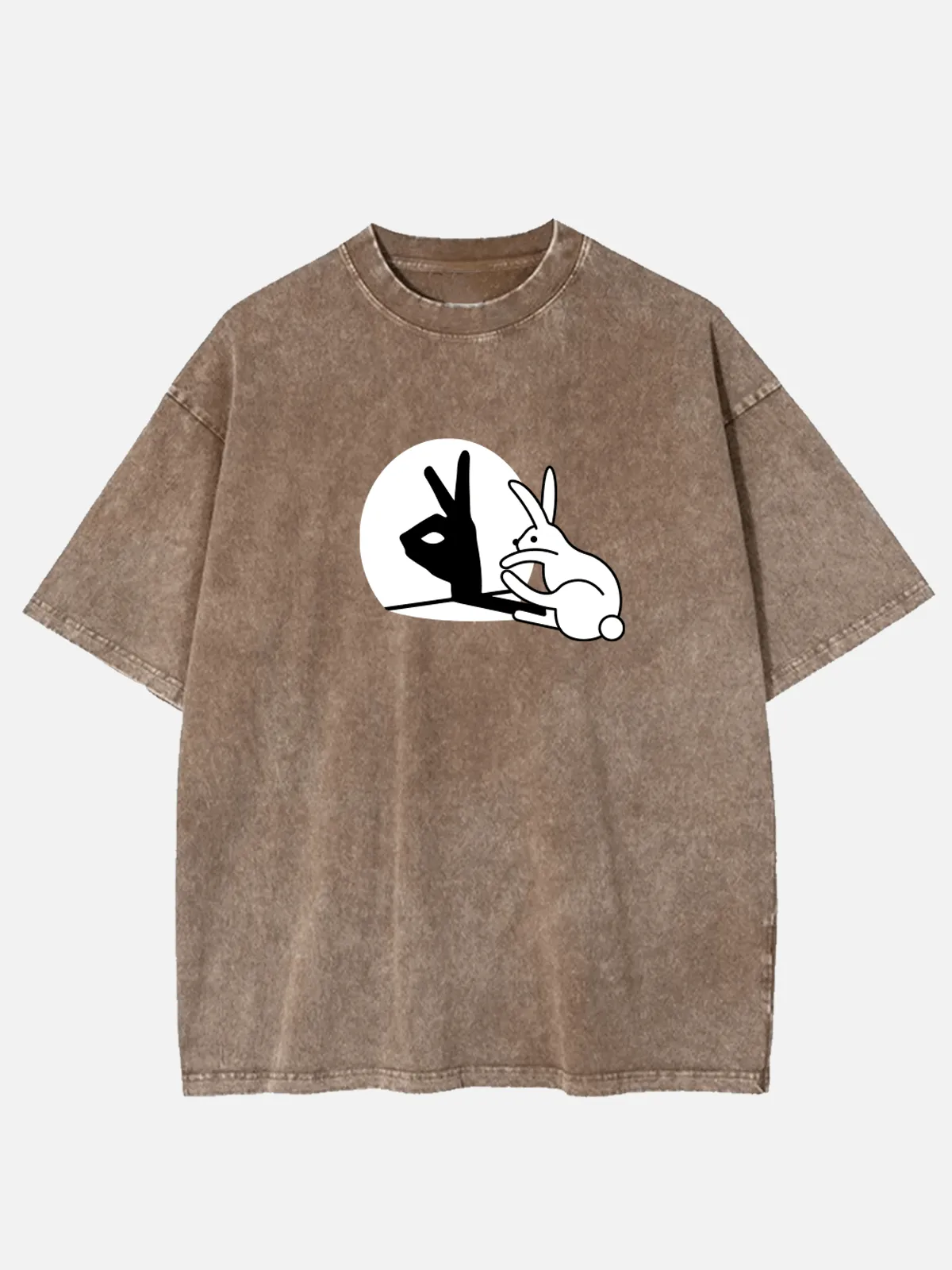 Easter Bunny Hand Shadow Puppet Acid Wash Cotton T-Shirt sold by Eleven Oasis product image thumbnail 5