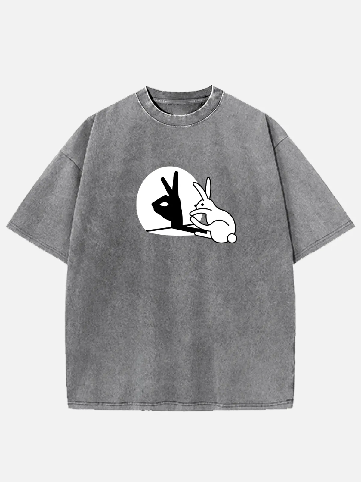 Easter Bunny Hand Shadow Puppet Acid Wash Cotton T-Shirt sold by Eleven Oasis product image thumbnail 4