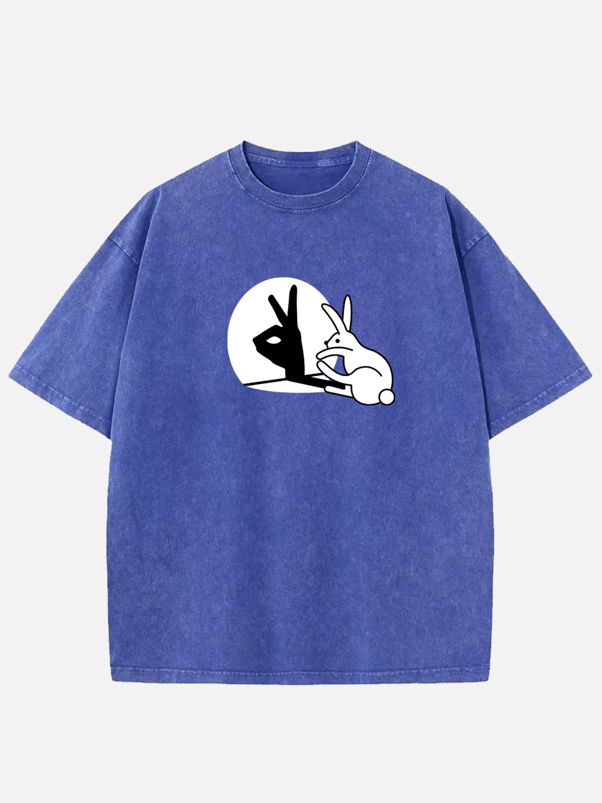 Easter Bunny Hand Shadow Puppet Acid Wash Cotton T-Shirt sold by Eleven Oasis product image thumbnail 3