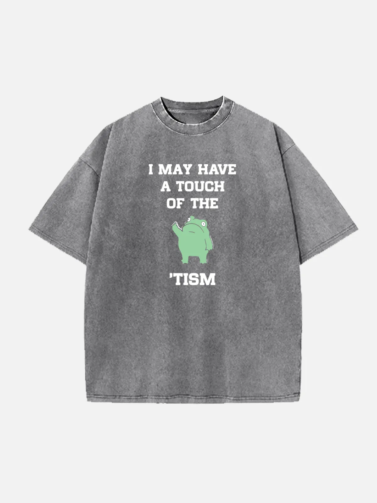 Touch of the Tism Frog Meme Acid Wash Cotton T-Shirt sold by Eleven Oasis product image thumbnail 4