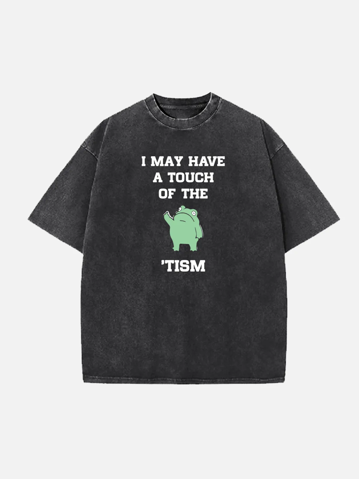 Touch of the Tism Frog Meme Acid Wash Cotton T-Shirt sold by Eleven Oasis