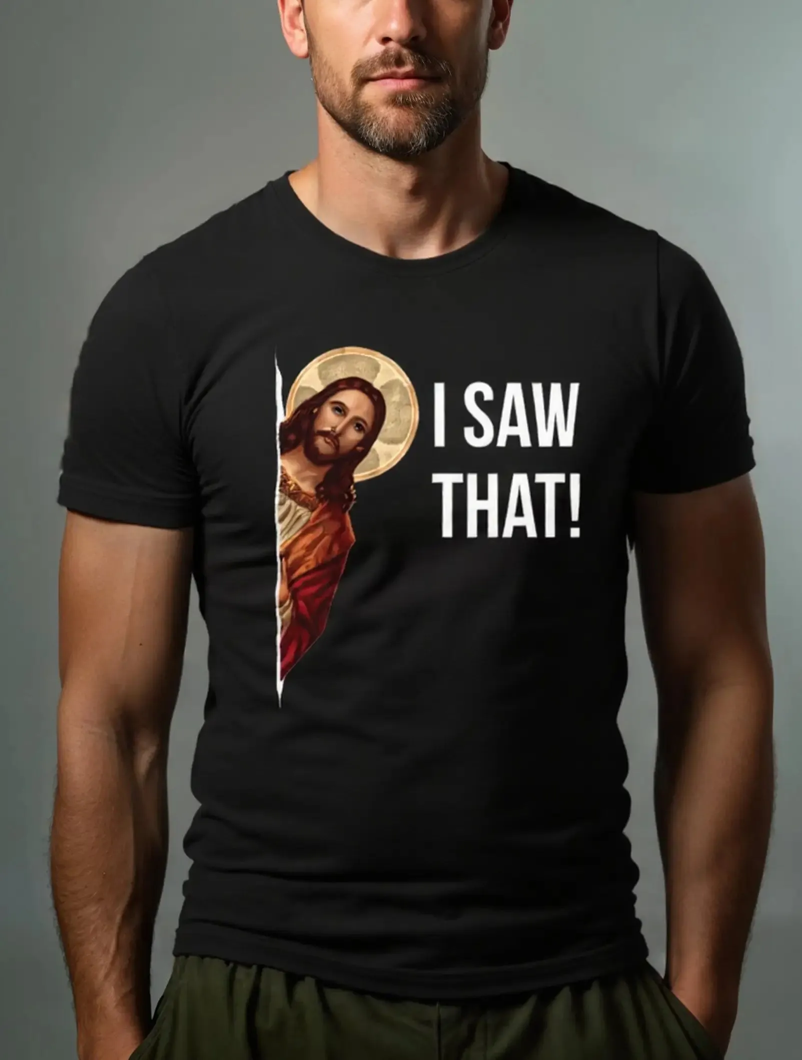 Jesus I Saw That Meme Faith Cotton T-Shirt sold by Eleven Oasis product image thumbnail 2