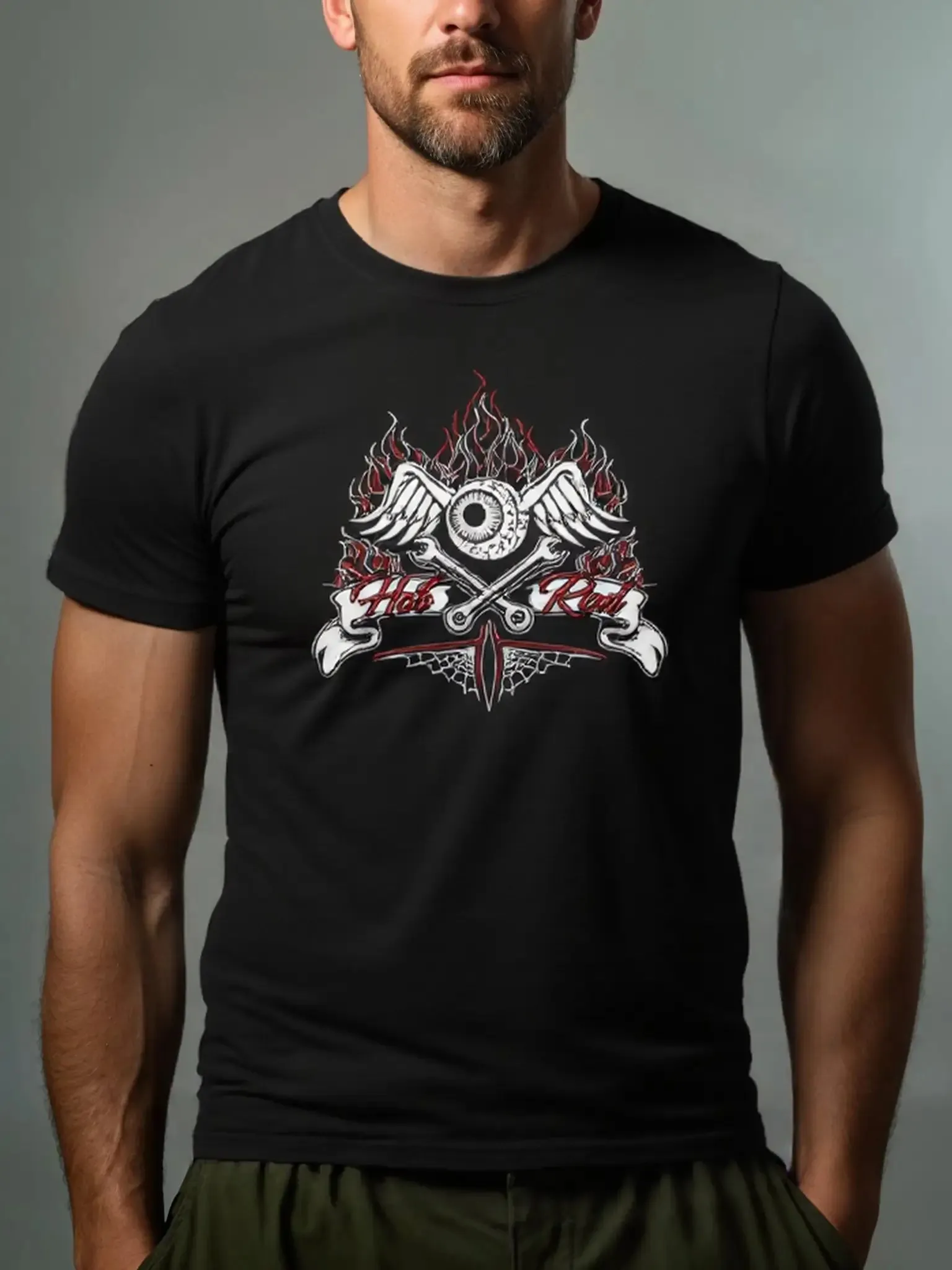 Winged Eye Hot Rod Cotton T-Shirt sold by Eleven Oasis product image thumbnail 2