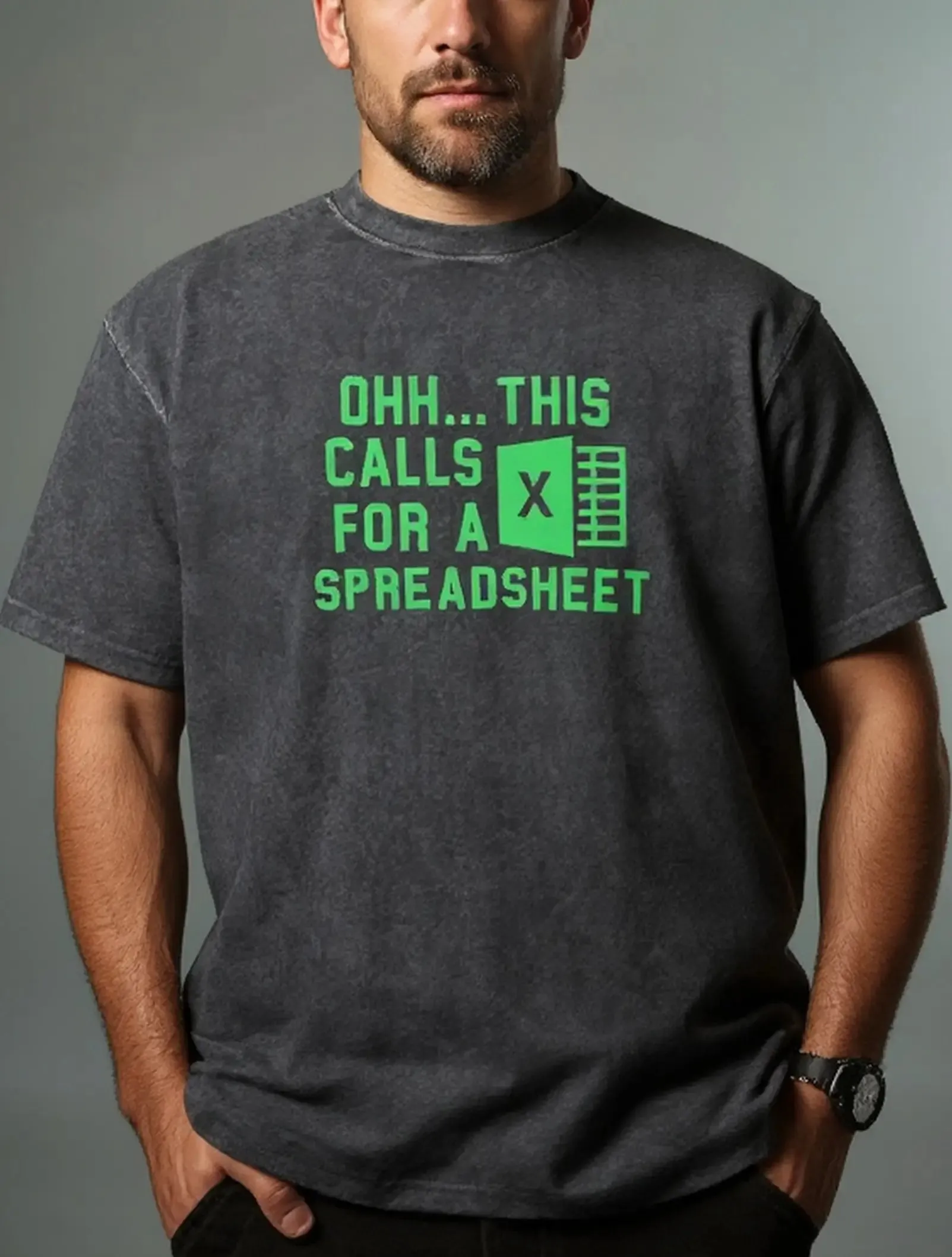 This Calls for a Spreadsheet Excel Office Humor Acid Wash Cotton T-Shirt sold by Eleven Oasis product image thumbnail 2