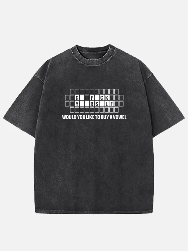 Wheel of Fortune Would You Like to Buy a Vowel Acid Wash Cotton T-Shirt sold by Eleven Oasis